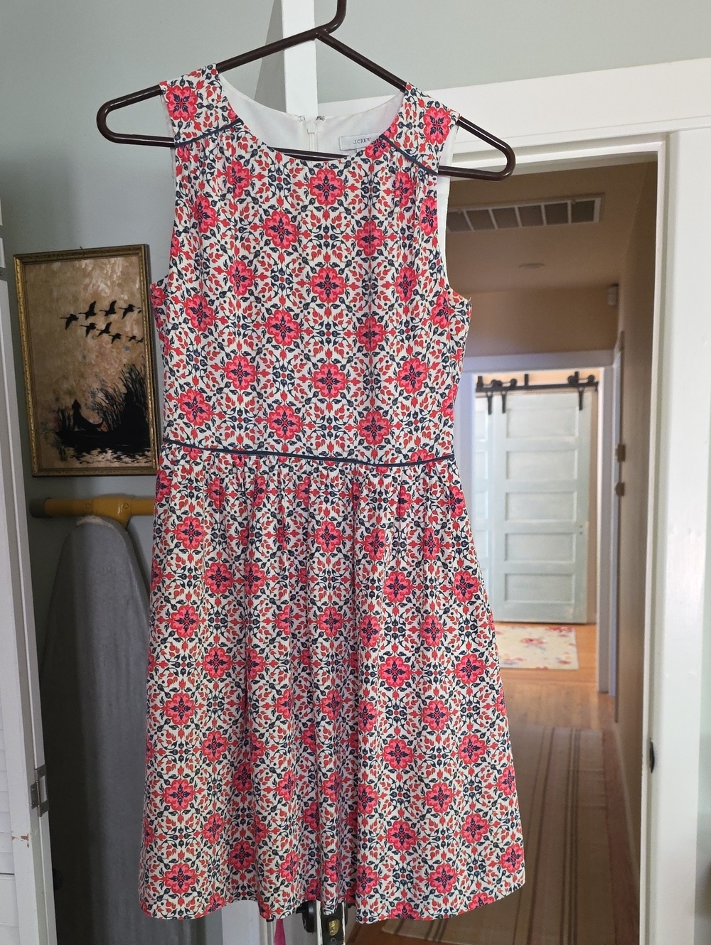 J. Crew Dress with Pink & Navy Floral Print, Size 2